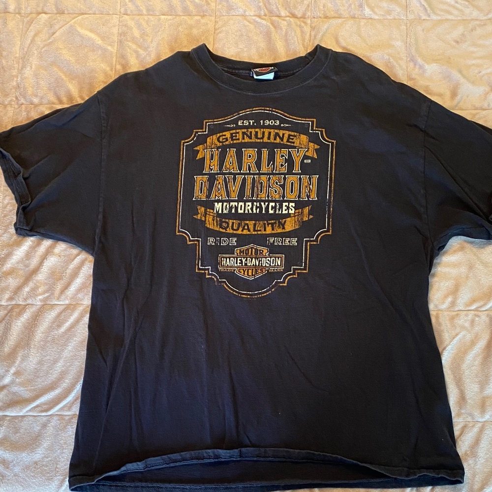 Harley-Davidson Black and Gold Graphic Tee